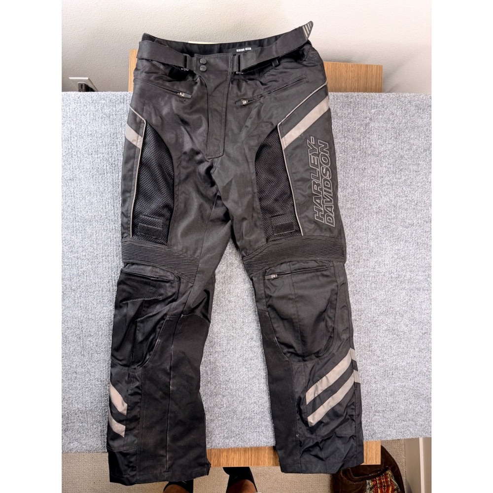 Harley Davidson Riding Gear Pants Mens Medium Tall Black Reflective Mesh Biker